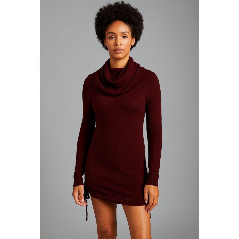 Athleta Burgundy Long-Sleeve Cowl Neck Merino Wool Sweater Dress Womens XXS